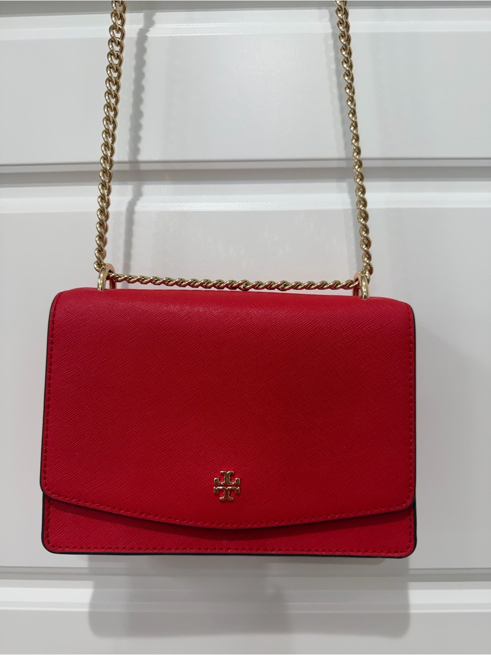 Tory Burch Red Shoulder Bag with Gold Chain
